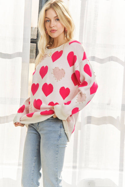 PEARL ACCENT HEART SWEATER