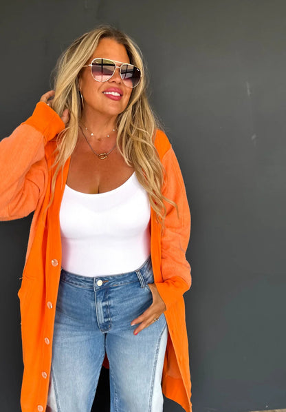 BLAKELEY DESI SOFT SWEATSHIRT CARDIGAN-Orange