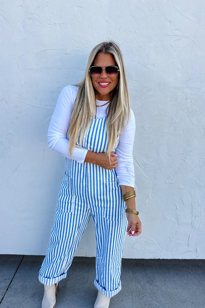 BLAKELEY HAZEL BLUE STRIPE BRITTE ROMPER OVERALL