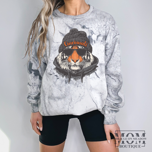PRE ORDER CINCINNATI TIGER COLORBLAST CREWNECK-*Unisex