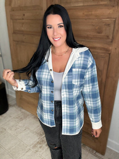 Reversible Corduroy and Plaid Button Down Shirt Jacket