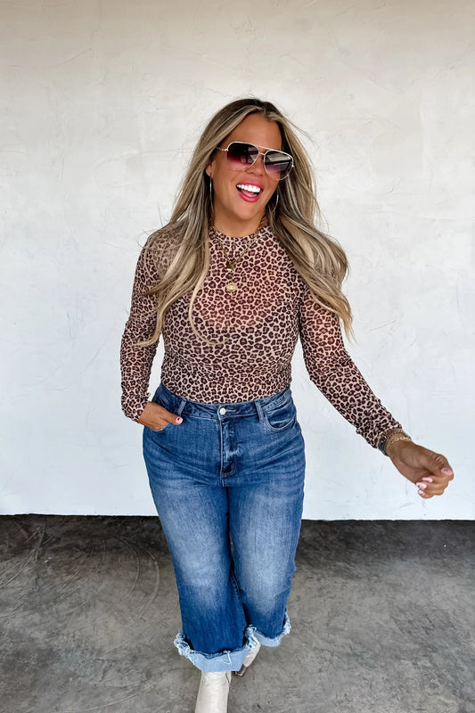 PREORDER- CHEETAH DRESS IT UP MESH TOP