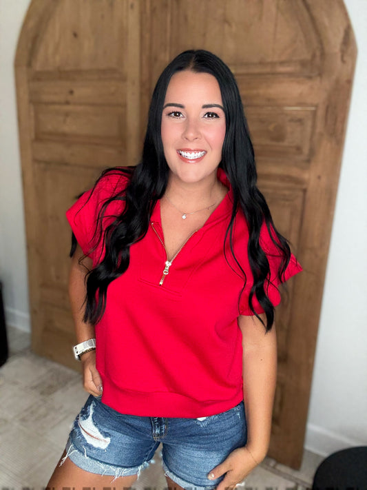 SCUBA BUTTERY SOFT HALF ZIP-Red