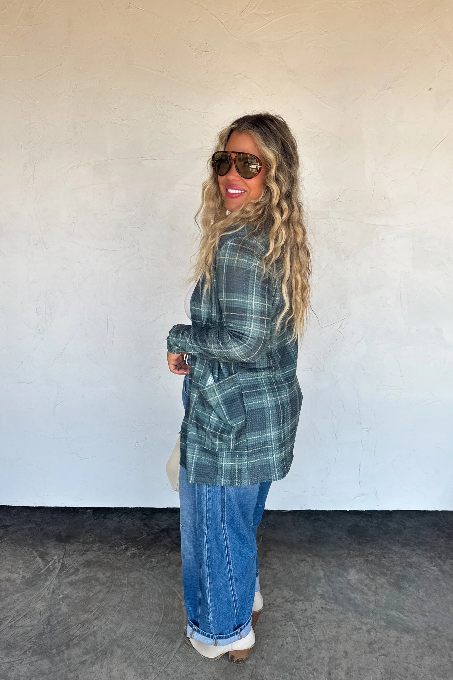 PREORDER- PLAID LOLA CARDIGAN-Green