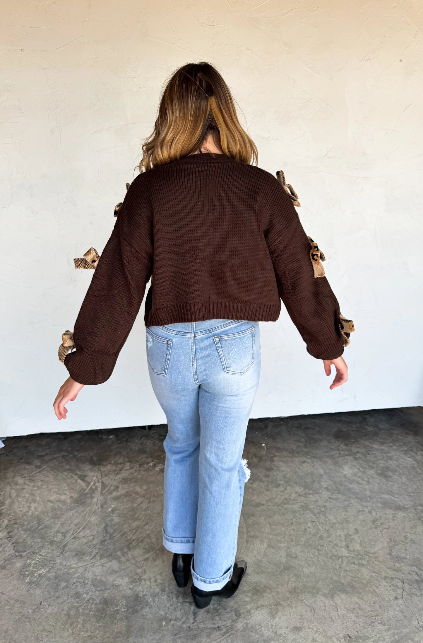 PREORDER- SLOANE BOW KNIT CAMO CARDIGAN-*More Colors