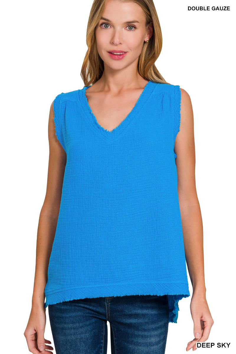 ZENANA DOUBLE GAUZE KNIT TANK *Multiple colors