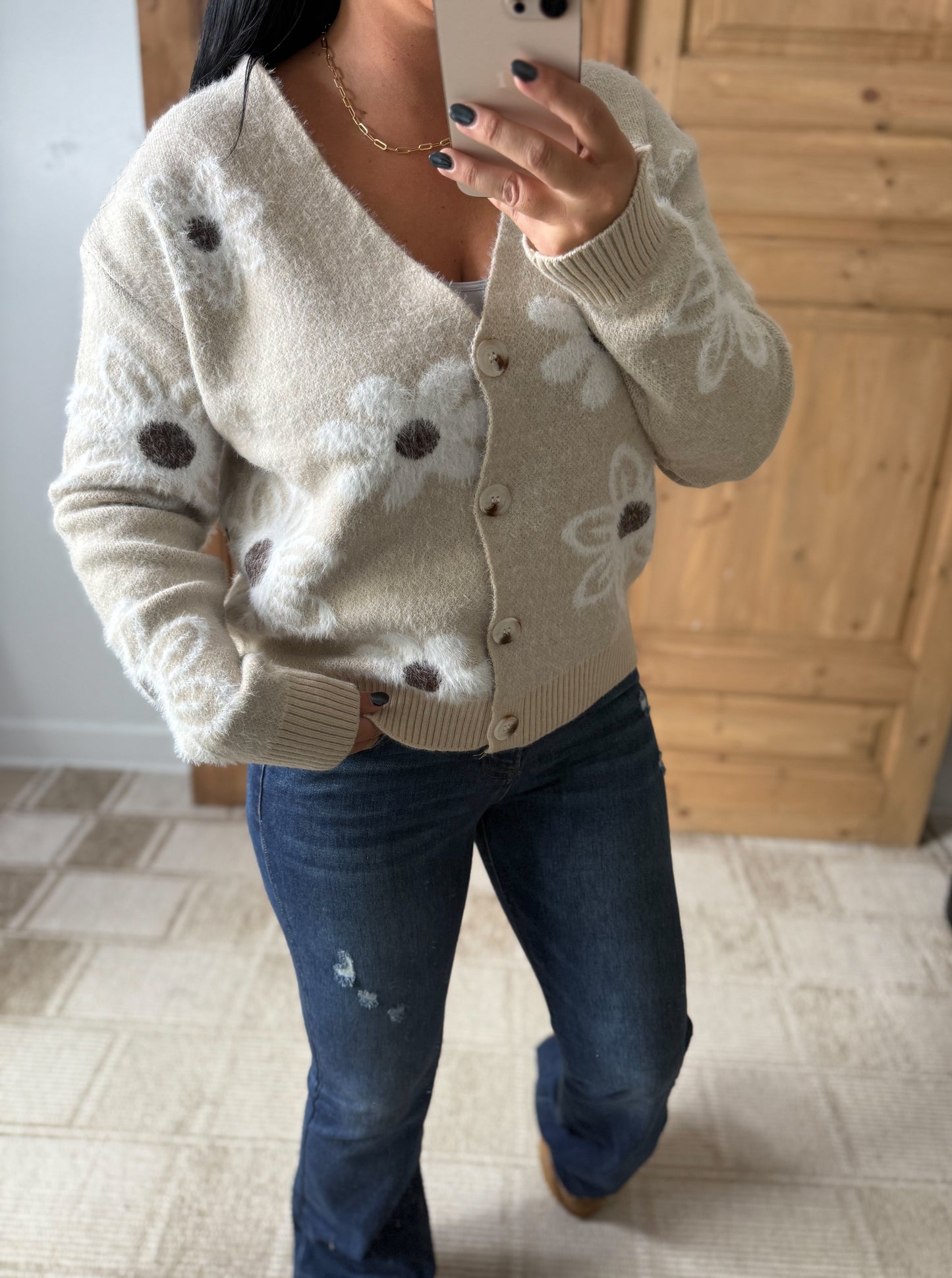 FLORAL PATTERNED SOFT CARDIGAN