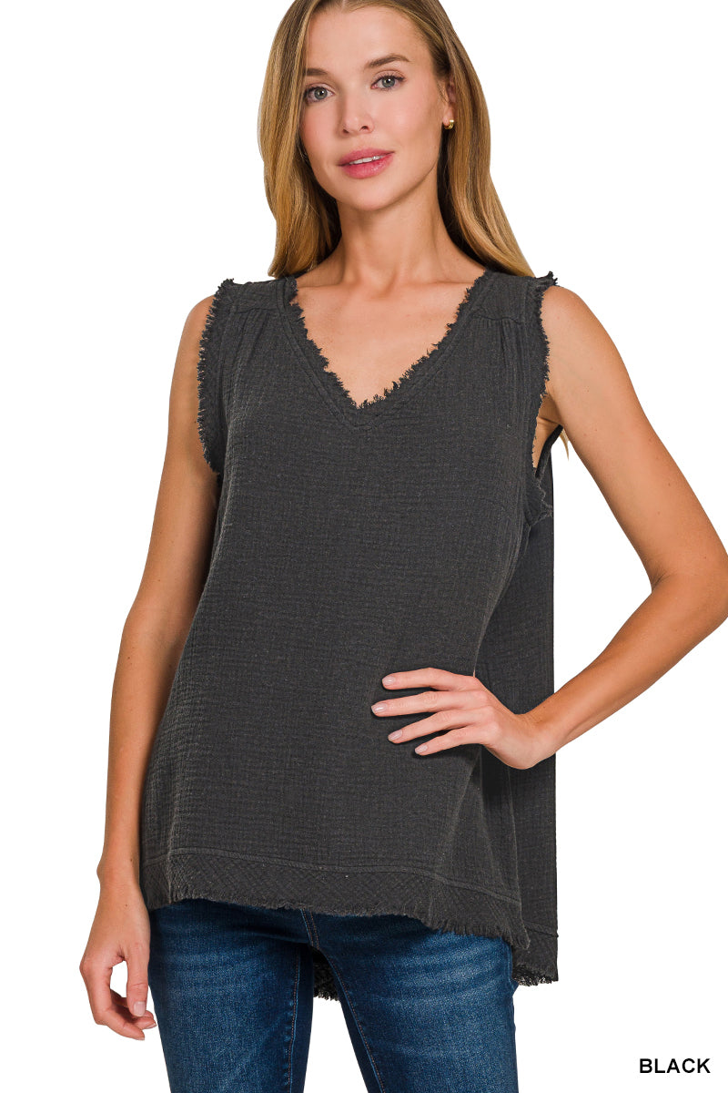 ZENANA DOUBLE GAUZE KNIT TANK *Multiple colors