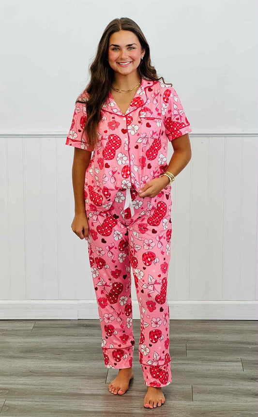 PRE ORDER SHIRLEY STONE PANT PAJAMAS SET- Cherry Disco