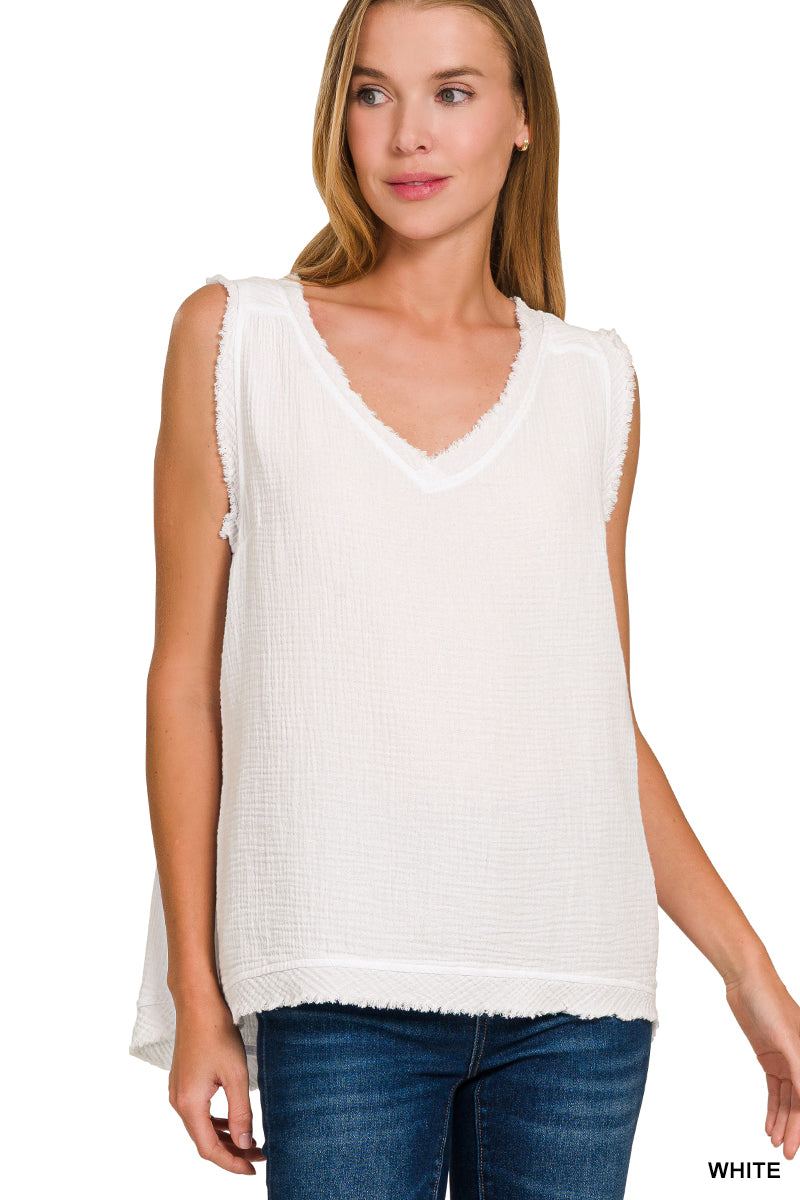 ZENANA DOUBLE GAUZE KNIT TANK *Multiple colors