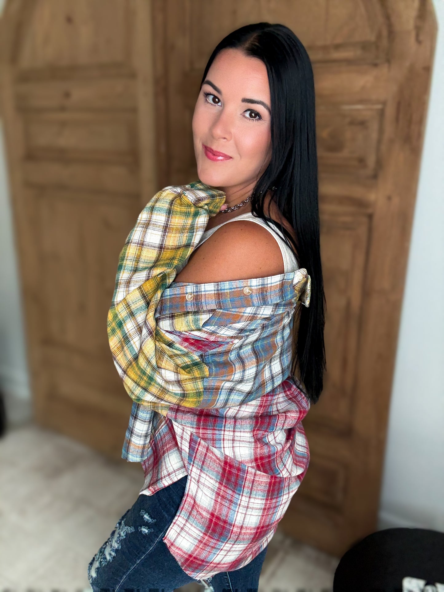 NOT YOUR DADS FLANNEL-Red/Yellow