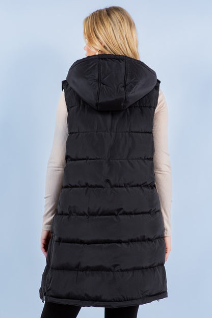 LONGLINE POCKET FAUX FUR PUFFER VEST