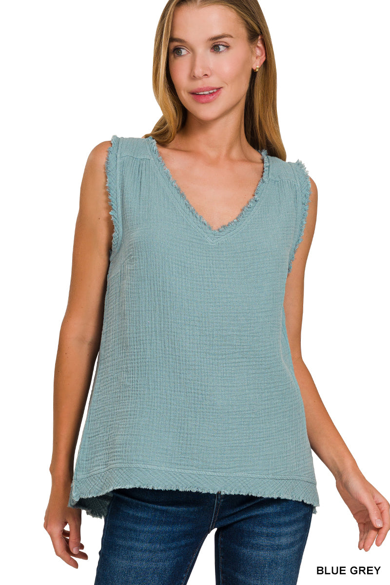 ZENANA DOUBLE GAUZE KNIT TANK *Multiple colors