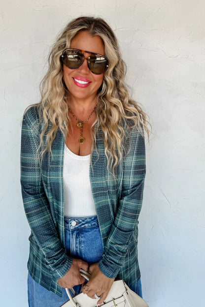 PREORDER- PLAID LOLA CARDIGAN-Green