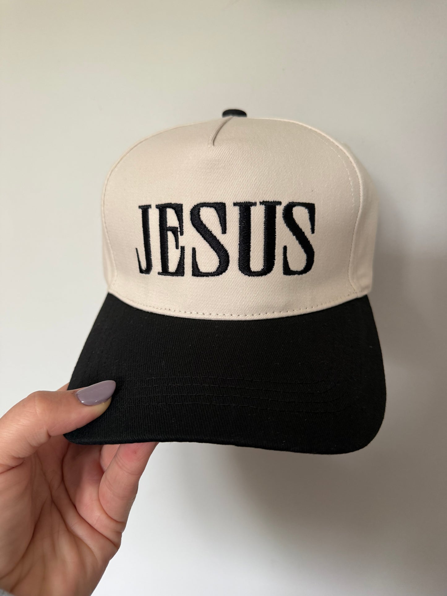 Jesus Embroidered Black Stitch Hat