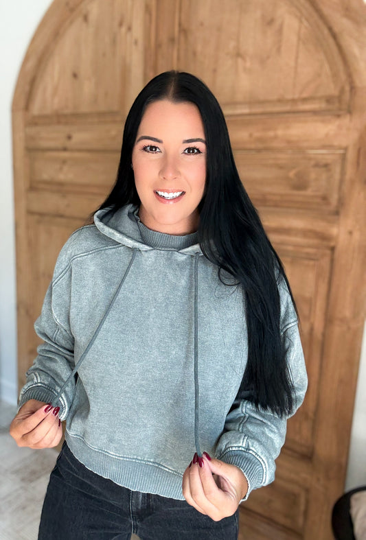 SNUGGLE ME UP ACID WASH HOODIE **Ash Jade