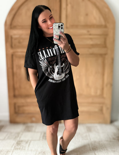Graphic Round Neck Short Sleeve Tee Dress