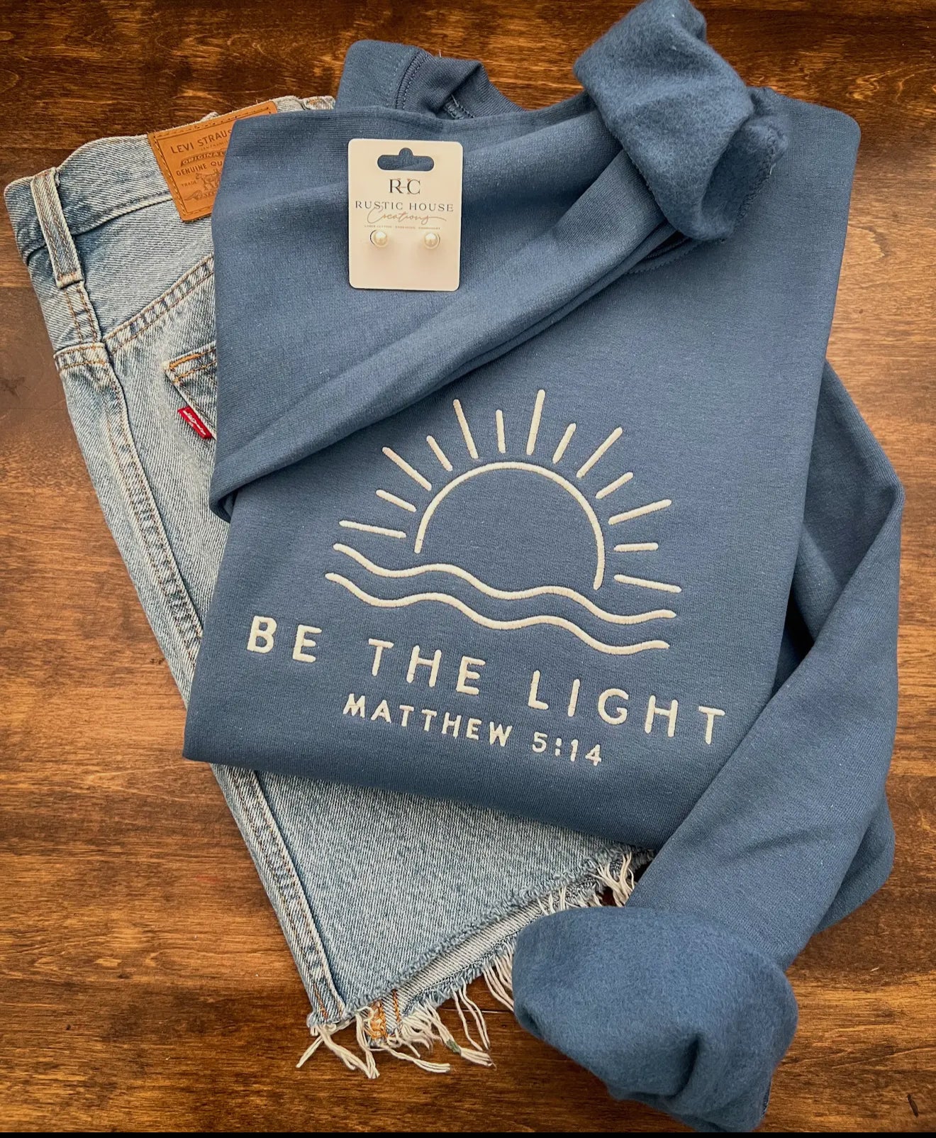 Be The Light Embroidered Crewneck Sweatshirt