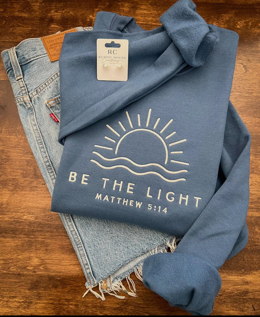 Be The Light Embroidered Crewneck Sweatshirt