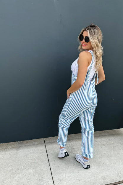 BLAKELEY HAZEL BLUE STRIPE BRITTE ROMPER OVERALL