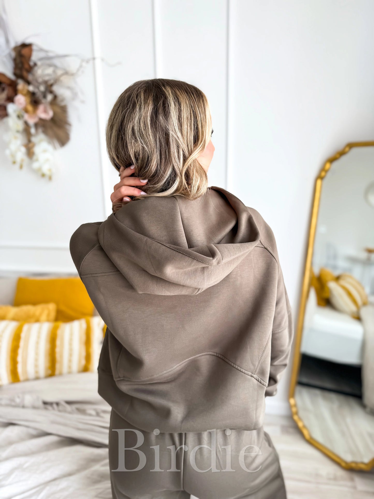 BIRDIE Army Green Scuba Hooded Pullover