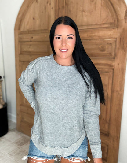MINERAL WASHED ELBOW PATCHED CONTRAST TOPS- *Multiple Colors