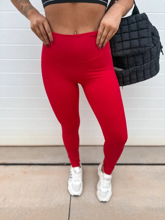 BIRDIE Active Leggings in Red- Pre Order