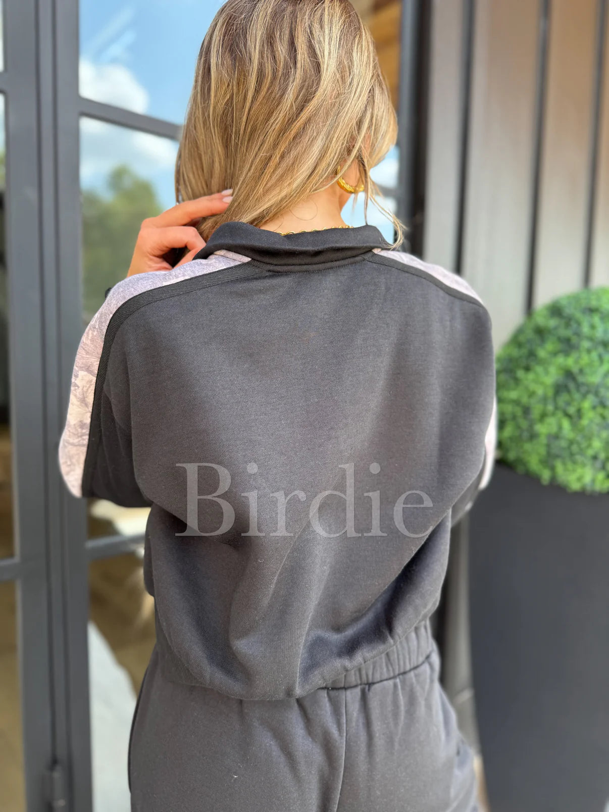 BIRDIE PREORDER Two Piece Black Set with Dark Camo Stripe (Sold as Set)