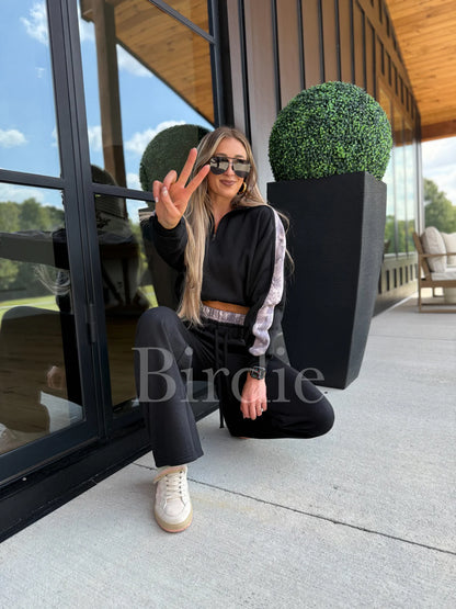 BIRDIE PREORDER Two Piece Black Set with Dark Camo Stripe (Sold as Set)
