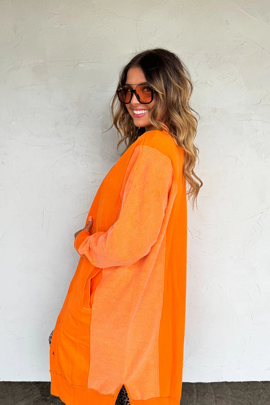 BLAKELEY DESI SOFT SWEATSHIRT CARDIGAN-Orange