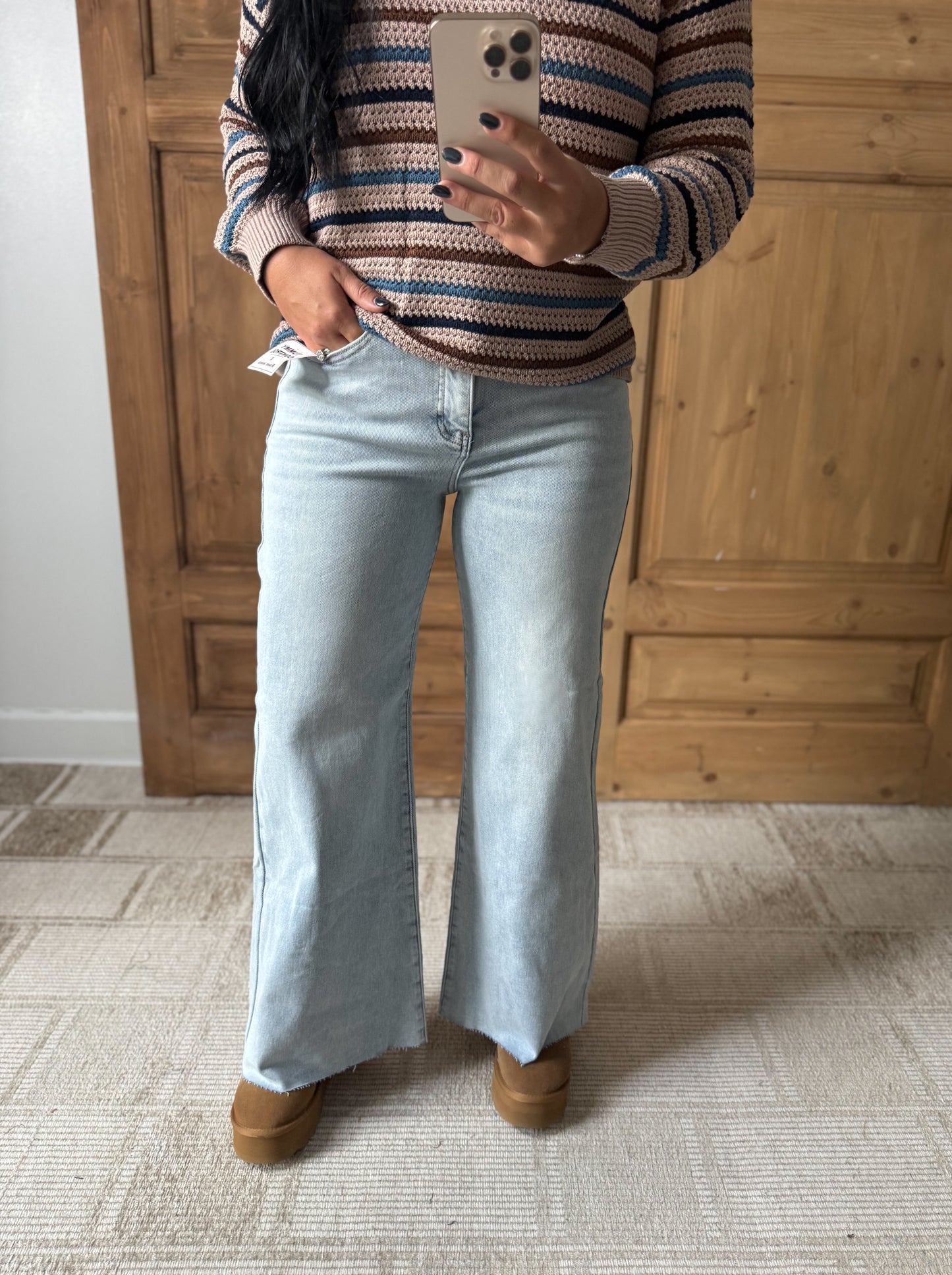 RISEN Full Size High Rise Ankle Wide Palazzo Jeans Plus Size