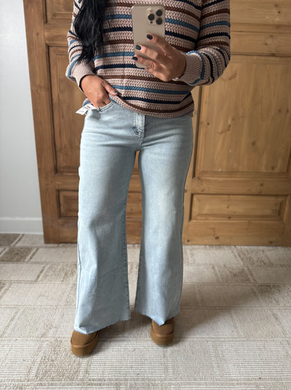 RISEN Full Size High Rise Ankle Wide Palazzo Jeans Plus Size