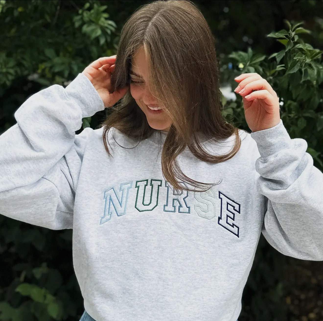 NURSE EMBROIDERED CREWNECK