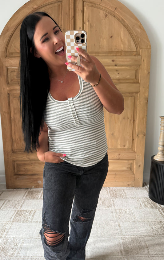 SADIE STRETCHY SOFT TANK-Heather Grey