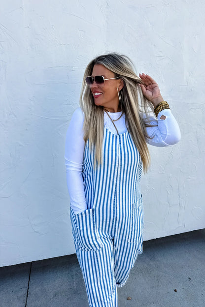 BLAKELEY HAZEL BLUE STRIPE BRITTE ROMPER OVERALL
