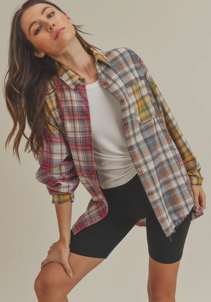 NOT YOUR DADS FLANNEL-Red/Yellow