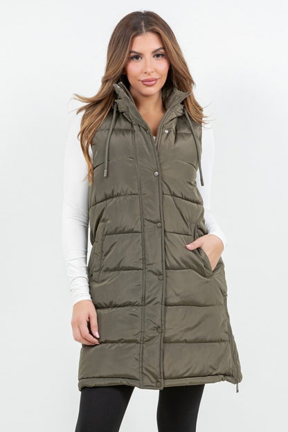 LONGLINE POCKET FAUX FUR PUFFER VEST