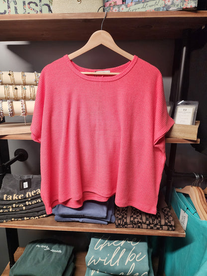 ZENANA RIBBED ROUND NECK SHORT SLEEVE SWEATER *MULTIPLE COLORS