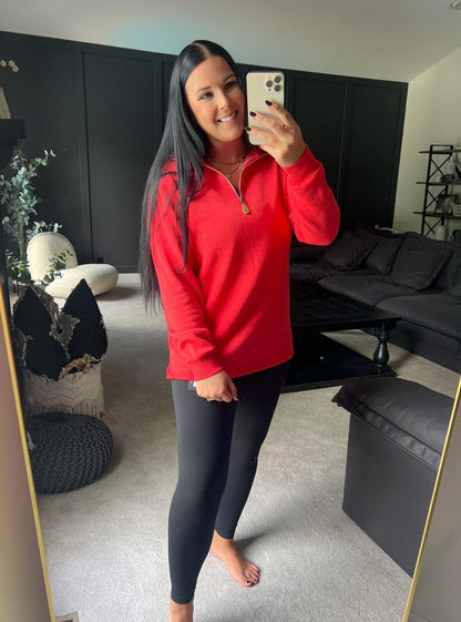 MILEY QUARTER ZIP PULLOVER SOFT FLEECE SWEATSHIRTS- Multiple Colors