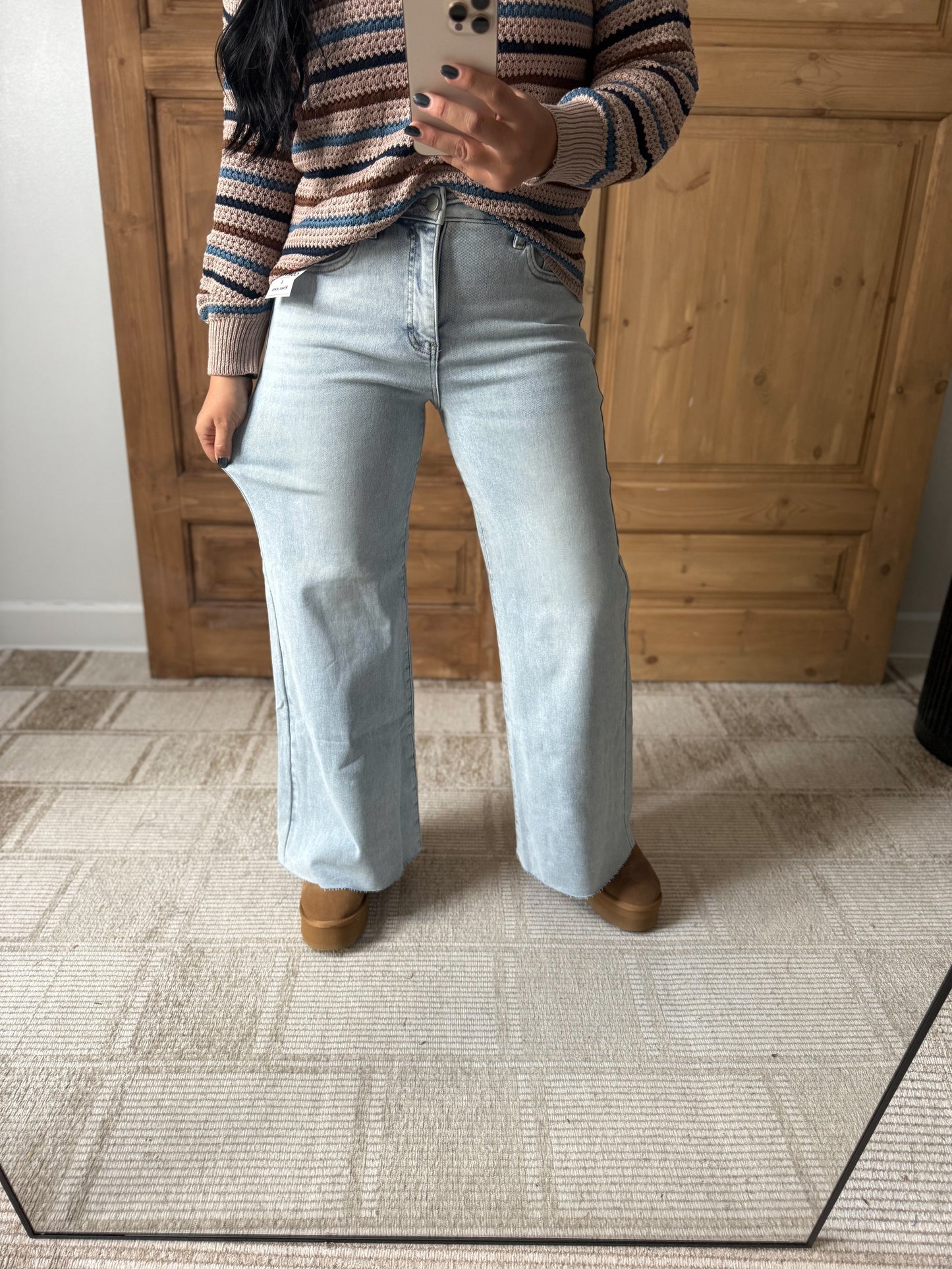 RISEN Full Size High Rise Ankle Wide Palazzo Jeans Plus Size
