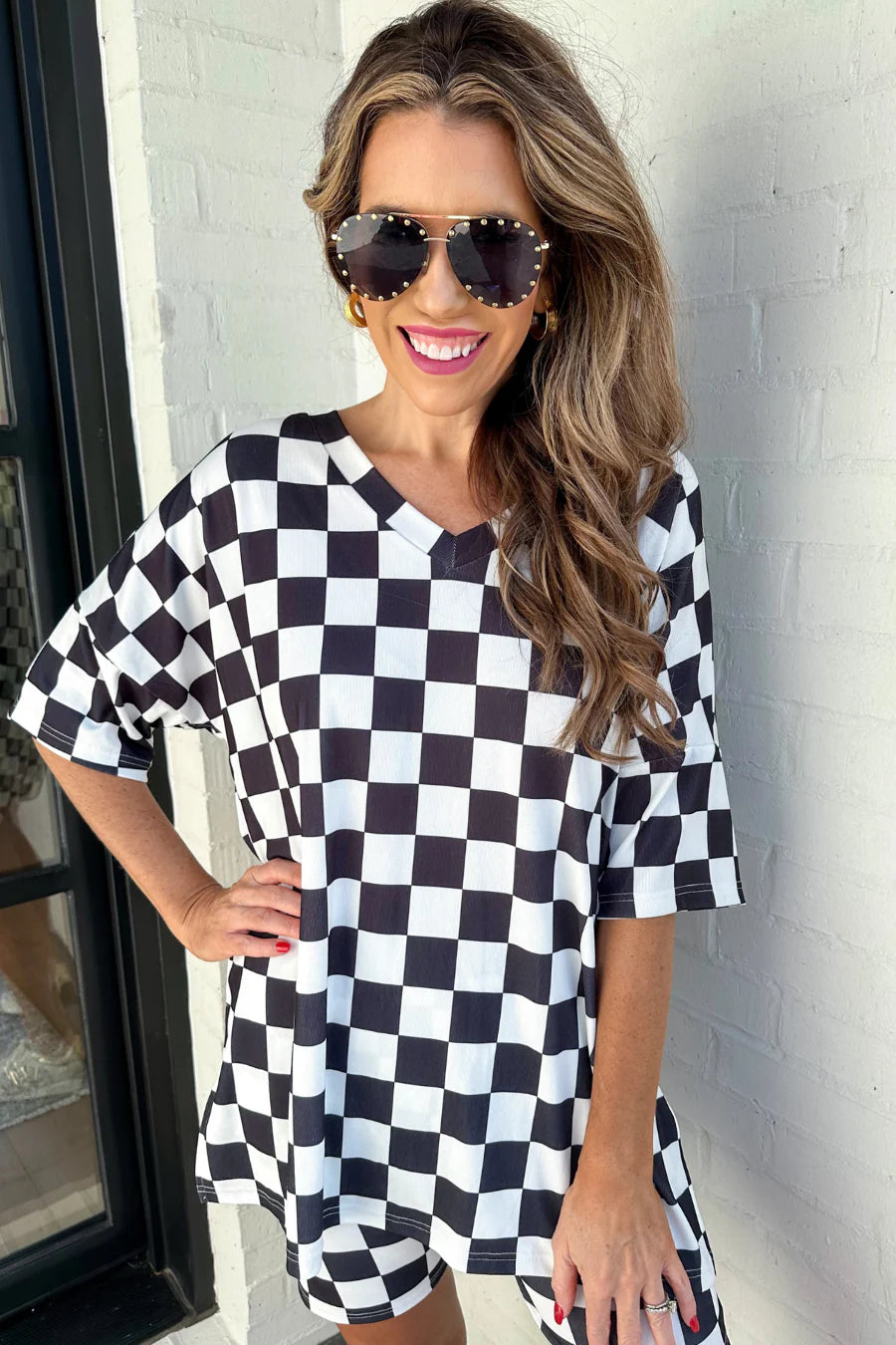 DAILY BASIS BIKER SET- BLACK/WHITE CHECKERED