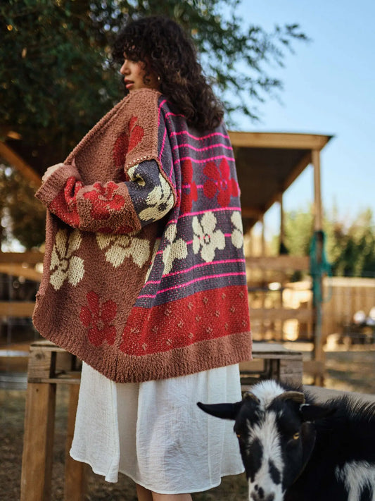 DAISY OVERSIZED SOFT TERRY KNIT CARDIGAN