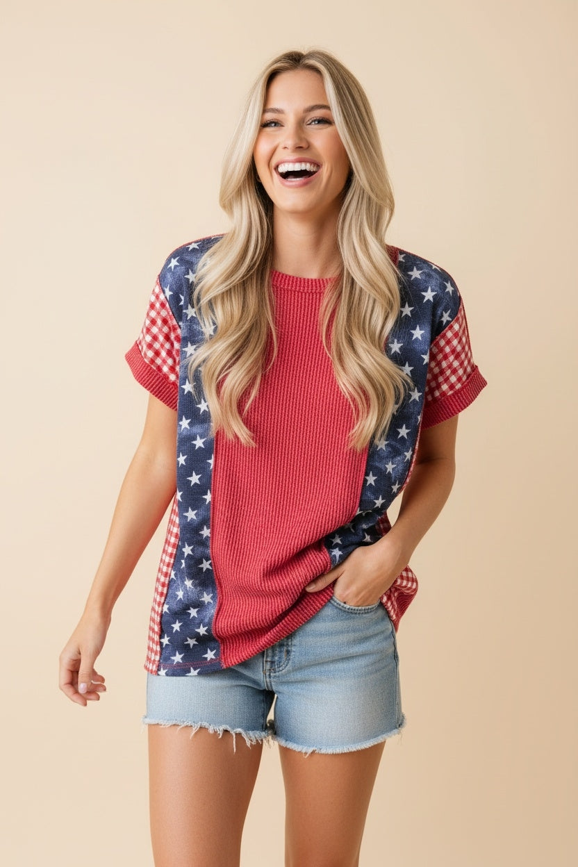 Patriotic Patriotic Ribbed Top
