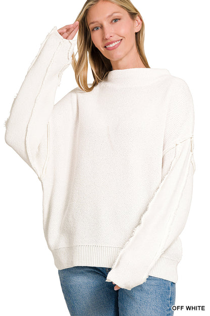 OVERSIZED MOCKNECK RAW SEAM CHENILLE SWEATER*Multiple Colors