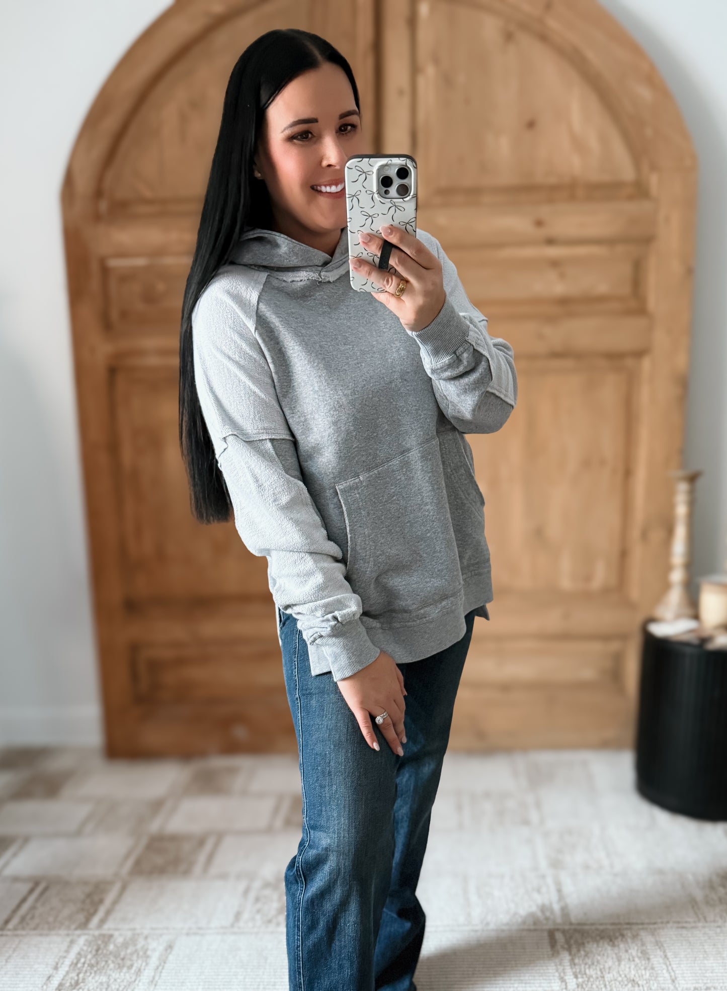 DEB WASHED HOODIE: HEATHER GREY