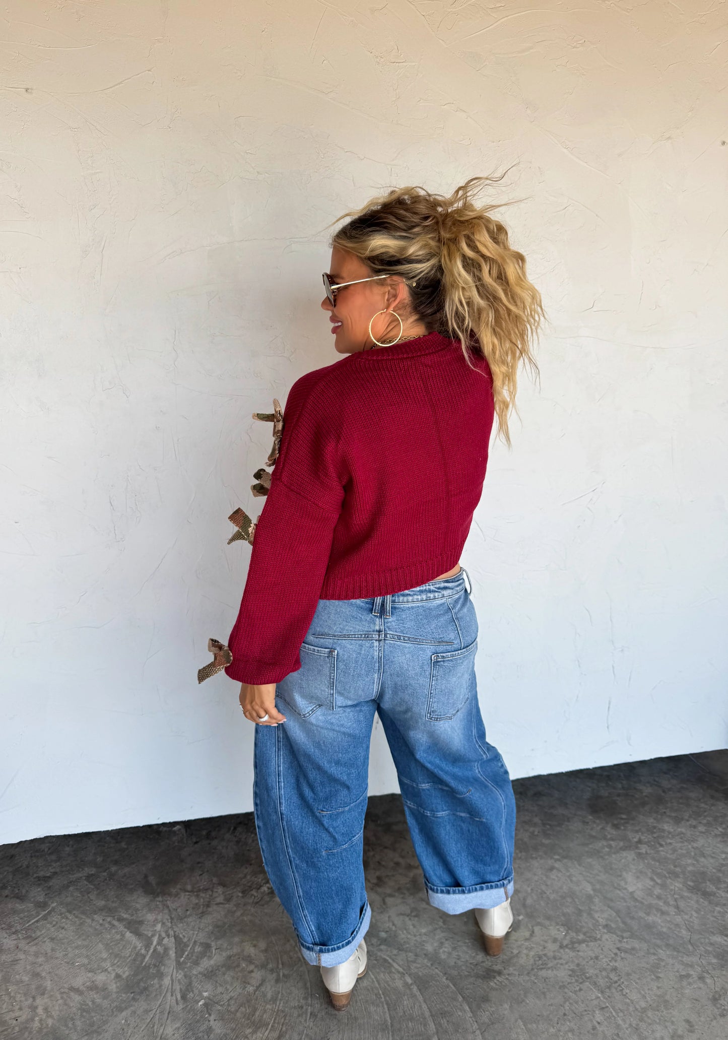 PREORDER- SLOANE BOW KNIT CAMO CARDIGAN-*More Colors