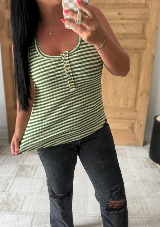 SADIE STRETCHY SOFT TANK-Green