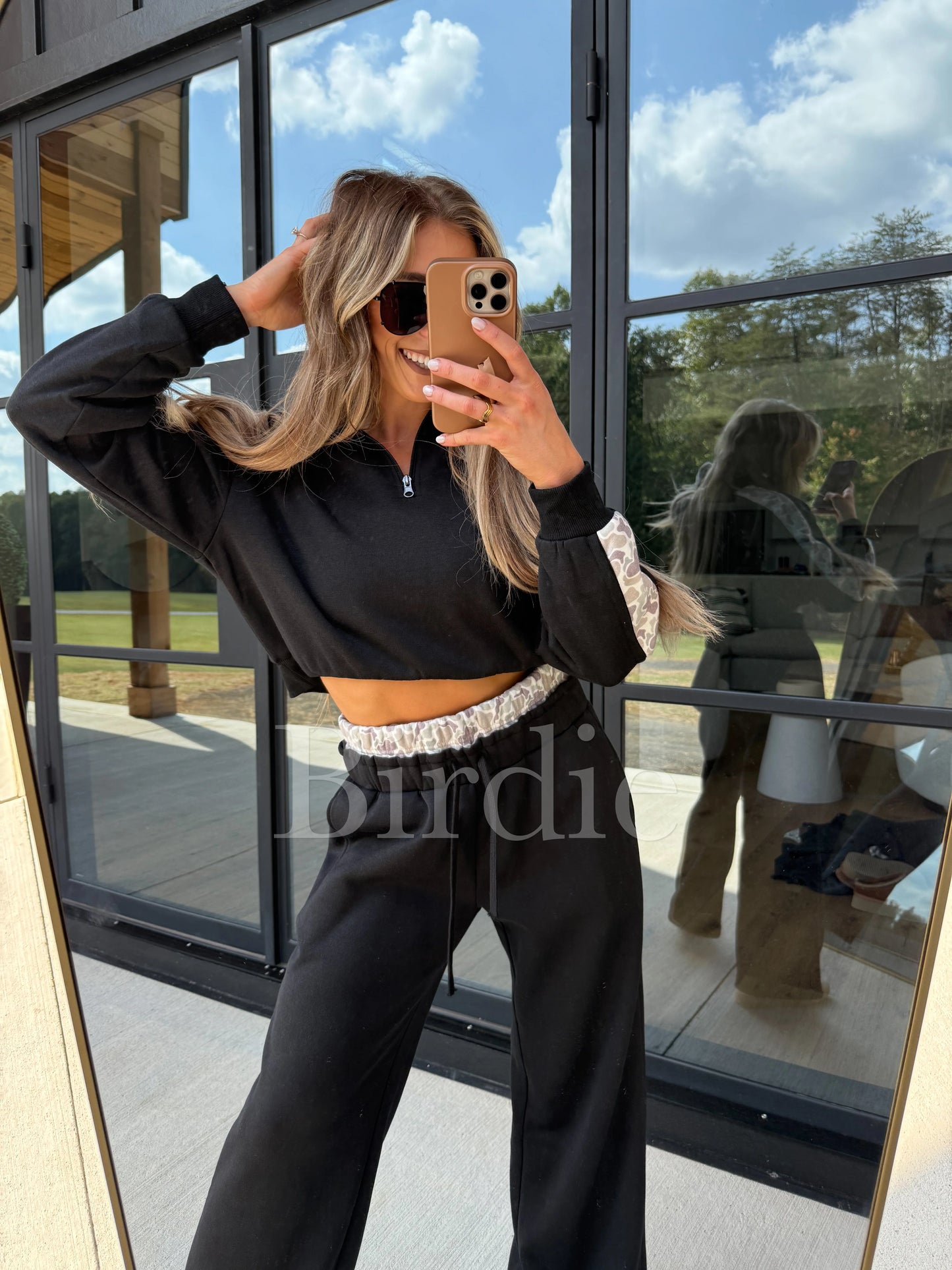 BIRDIE PREORDER Two Piece Black Set with Duck Camo Stripe (Sold as Set)