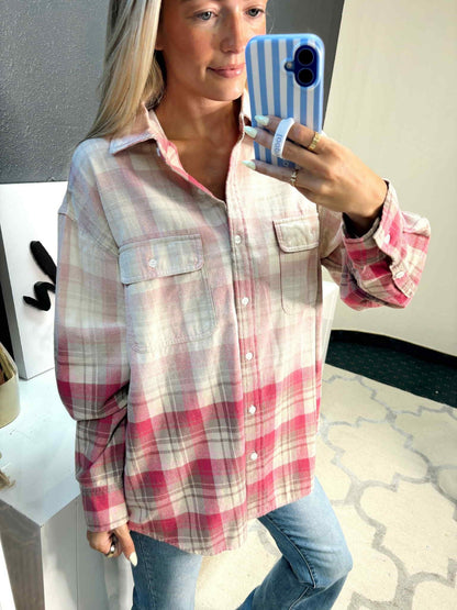 VINTAGE PINK PLAID FLANNEL