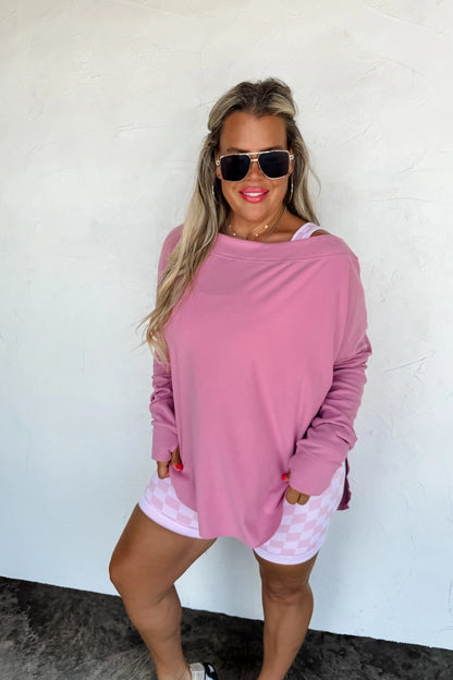 FALL ZOEY ATHLEISURE TOP- Mauvy Pink